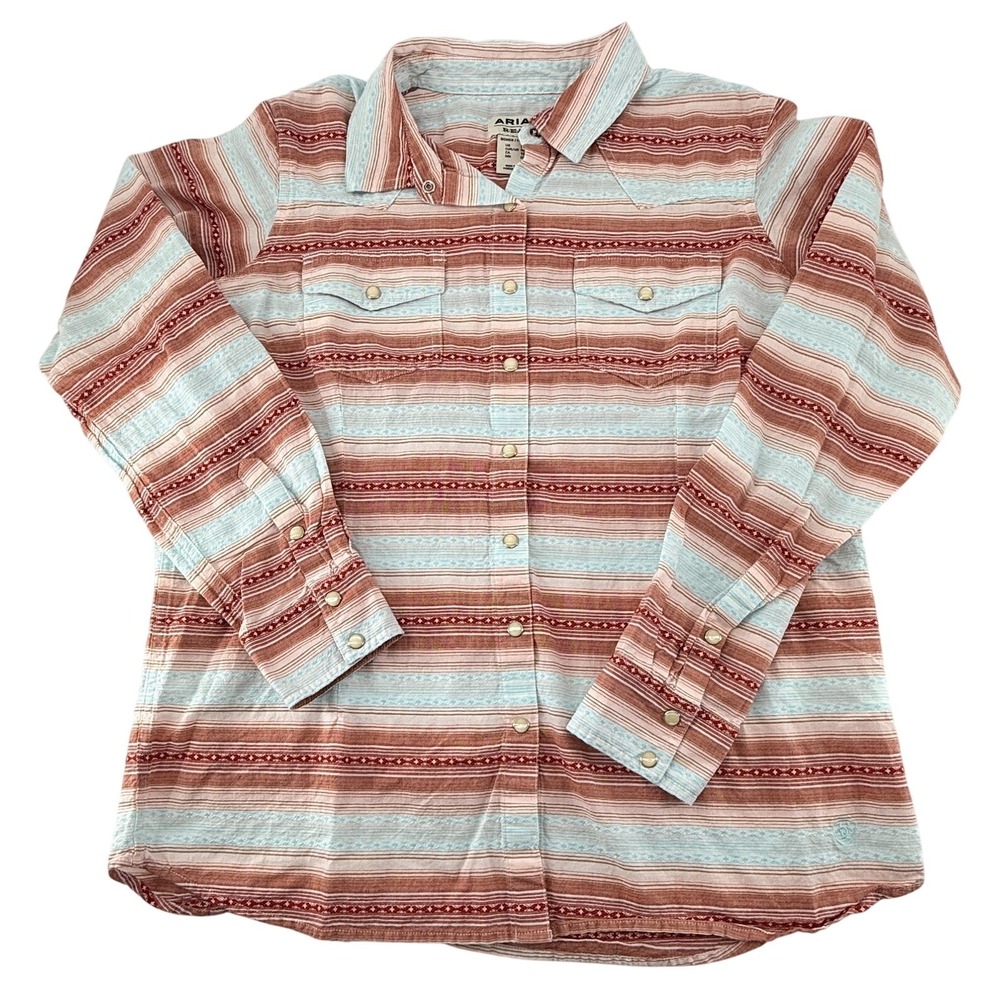 Ariat REAL‎ Western Shirt Womens XL Snap Front Southwestern Stripe Cowgirl Rodeo
